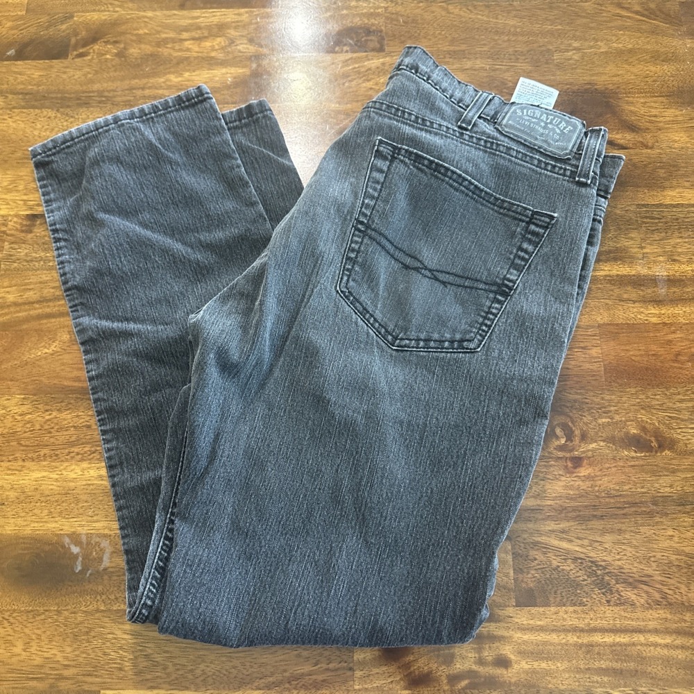 Signature Levis Mens Skinny Fit Straight Leg Black Jeans Size 38X30 Logo